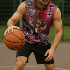 Personalized St Kilda Saints Football Mascot Sleeveless Hoodie Aboriginal Dot Art Style Vibrant Indigenous Pattern Design
