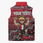 Personalized St Kilda Saints Football Mascot Sleeveless Puffer Jacket Aboriginal Dot Art Style Vibrant Indigenous Pattern Design