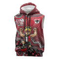 Personalized St Kilda Saints Football Mascot Sleeveless Zip Hoodie Aboriginal Dot Art Style Vibrant Indigenous Pattern Design