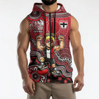 Personalized St Kilda Saints Football Mascot Sleeveless Zip Hoodie Aboriginal Dot Art Style Vibrant Indigenous Pattern Design