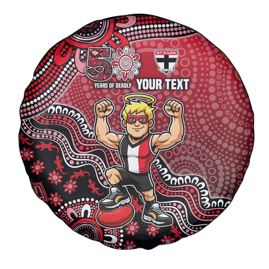 Personalized St Kilda Saints Football Mascot Spare Tire Cover Aboriginal Dot Art Style Vibrant Indigenous Pattern Design