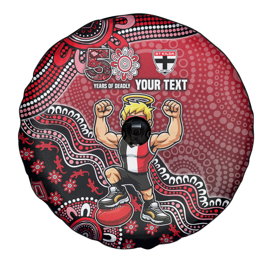 Personalized St Kilda Saints Football Mascot Spare Tire Cover Aboriginal Dot Art Style Vibrant Indigenous Pattern Design