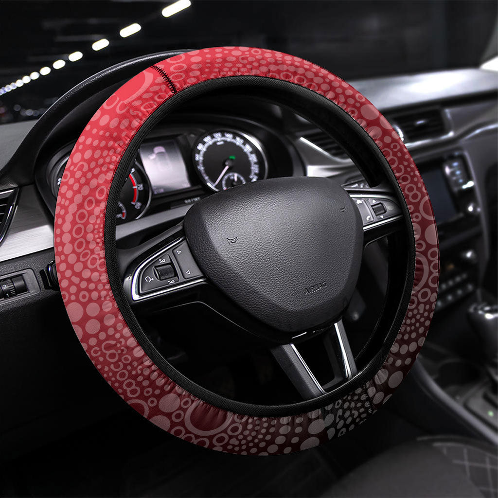 St Kilda Saints Football Mascot Steering Wheel Cover Aboriginal Dot Art Style Vibrant Indigenous Pattern Design