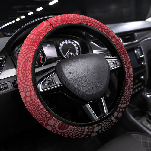 St Kilda Saints Football Mascot Steering Wheel Cover Aboriginal Dot Art Style Vibrant Indigenous Pattern Design