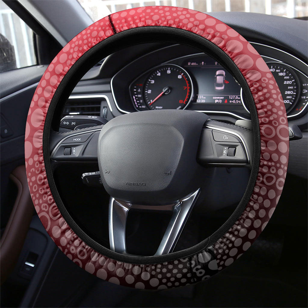 St Kilda Saints Football Mascot Steering Wheel Cover Aboriginal Dot Art Style Vibrant Indigenous Pattern Design