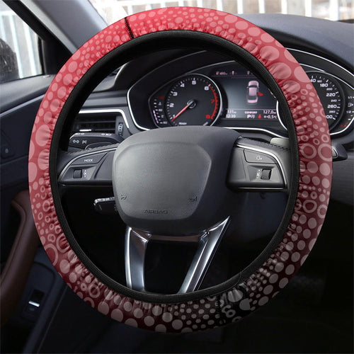 St Kilda Saints Football Mascot Steering Wheel Cover Aboriginal Dot Art Style Vibrant Indigenous Pattern Design