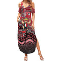 Personalized St Kilda Saints Football Mascot Summer Maxi Dress Aboriginal Dot Art Style Vibrant Indigenous Pattern Design