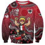 Personalized St Kilda Saints Football Mascot Sweatshirt Aboriginal Dot Art Style Vibrant Indigenous Pattern Design