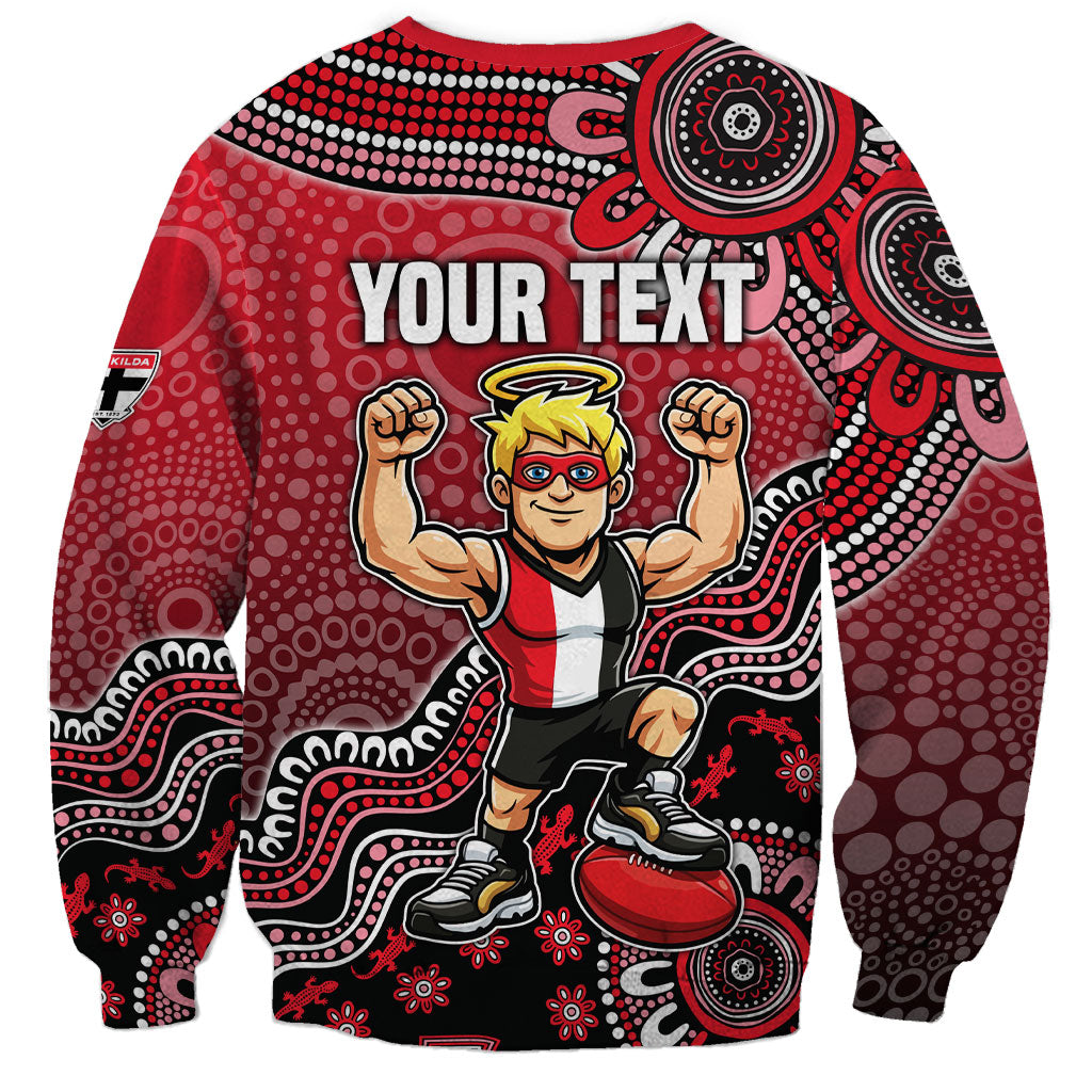 Personalized St Kilda Saints Football Mascot Sweatshirt Aboriginal Dot Art Style Vibrant Indigenous Pattern Design