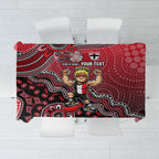 Personalized St Kilda Saints Football Mascot Tablecloth Aboriginal Dot Art Style Vibrant Indigenous Pattern Design