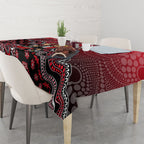 Personalized St Kilda Saints Football Mascot Tablecloth Aboriginal Dot Art Style Vibrant Indigenous Pattern Design