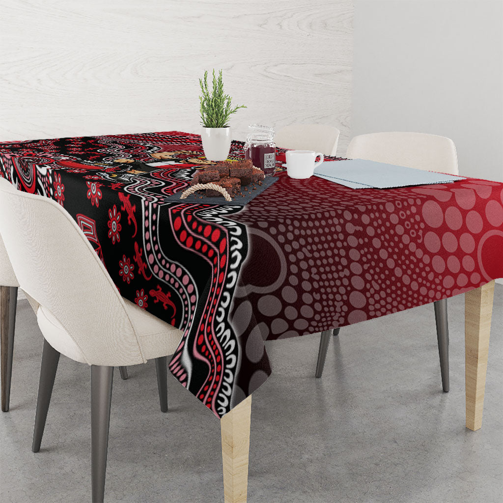 Personalized St Kilda Saints Football Mascot Tablecloth Aboriginal Dot Art Style Vibrant Indigenous Pattern Design