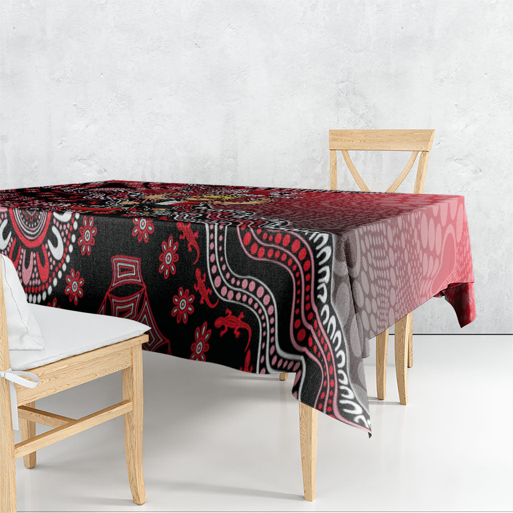 Personalized St Kilda Saints Football Mascot Tablecloth Aboriginal Dot Art Style Vibrant Indigenous Pattern Design