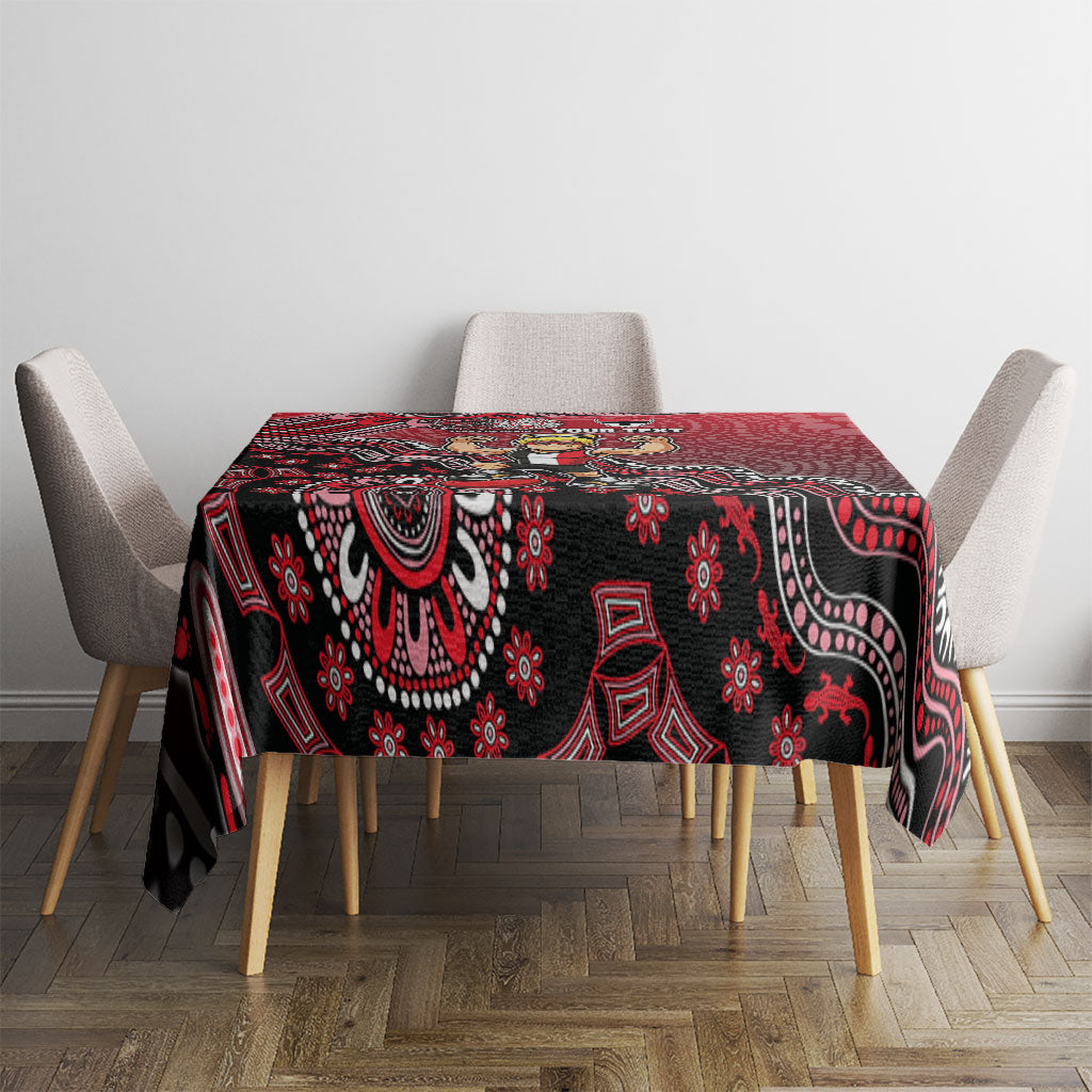 Personalized St Kilda Saints Football Mascot Tablecloth Aboriginal Dot Art Style Vibrant Indigenous Pattern Design
