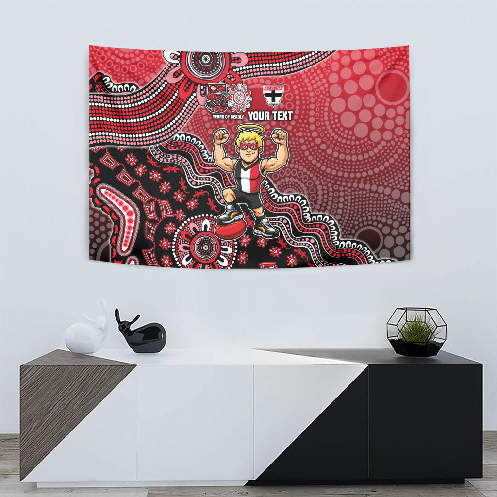Personalized St Kilda Saints Football Mascot Tapestry Aboriginal Dot Art Style Vibrant Indigenous Pattern Design