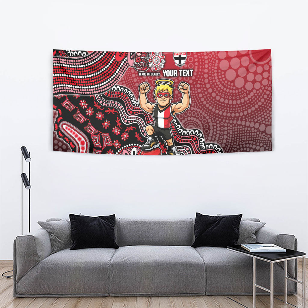 Personalized St Kilda Saints Football Mascot Tapestry Aboriginal Dot Art Style Vibrant Indigenous Pattern Design