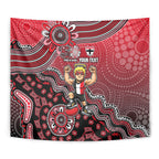 Personalized St Kilda Saints Football Mascot Tapestry Aboriginal Dot Art Style Vibrant Indigenous Pattern Design