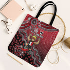 Personalized St Kilda Saints Football Mascot Tote Bag Aboriginal Dot Art Style Vibrant Indigenous Pattern Design