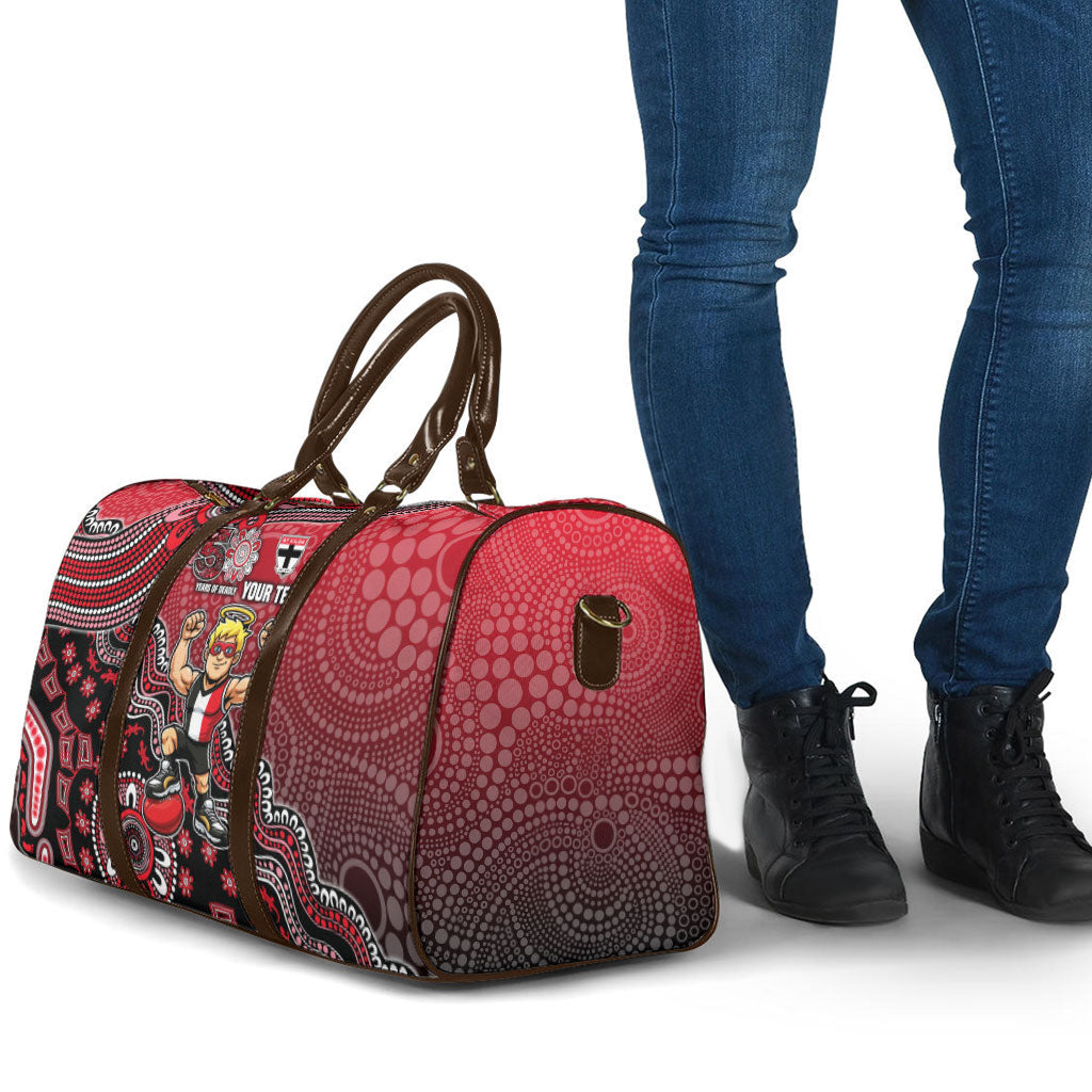 Personalized St Kilda Saints Football Mascot Travel Bag Aboriginal Dot Art Style Vibrant Indigenous Pattern Design