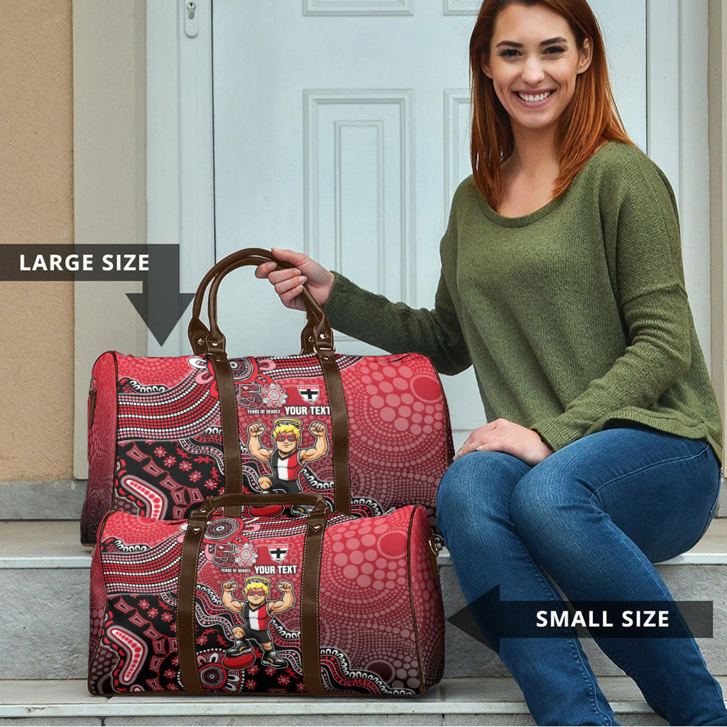 Personalized St Kilda Saints Football Mascot Travel Bag Aboriginal Dot Art Style Vibrant Indigenous Pattern Design