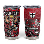 Personalized St Kilda Saints Football Mascot Tumbler Cup Aboriginal Dot Art Style Vibrant Indigenous Pattern Design