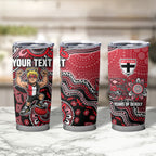 Personalized St Kilda Saints Football Mascot Tumbler Cup Aboriginal Dot Art Style Vibrant Indigenous Pattern Design