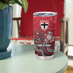 Personalized St Kilda Saints Football Mascot Tumbler Cup Aboriginal Dot Art Style Vibrant Indigenous Pattern Design
