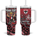 Personalized St Kilda Saints Football Mascot Tumbler With Handle Aboriginal Dot Art Style Vibrant Indigenous Pattern Design