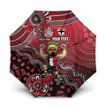 Personalized St Kilda Saints Football Mascot Umbrella Aboriginal Dot Art Style Vibrant Indigenous Pattern Design