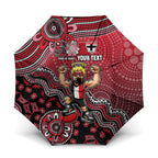 Personalized St Kilda Saints Football Mascot Umbrella Aboriginal Dot Art Style Vibrant Indigenous Pattern Design