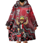 Personalized St Kilda Saints Football Mascot Wearable Blanket Hoodie Aboriginal Dot Art Style Vibrant Indigenous Pattern Design