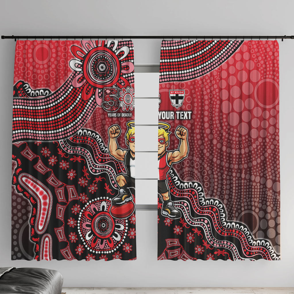 Personalized St Kilda Saints Football Mascot Window Curtain Aboriginal Dot Art Style Vibrant Indigenous Pattern Design