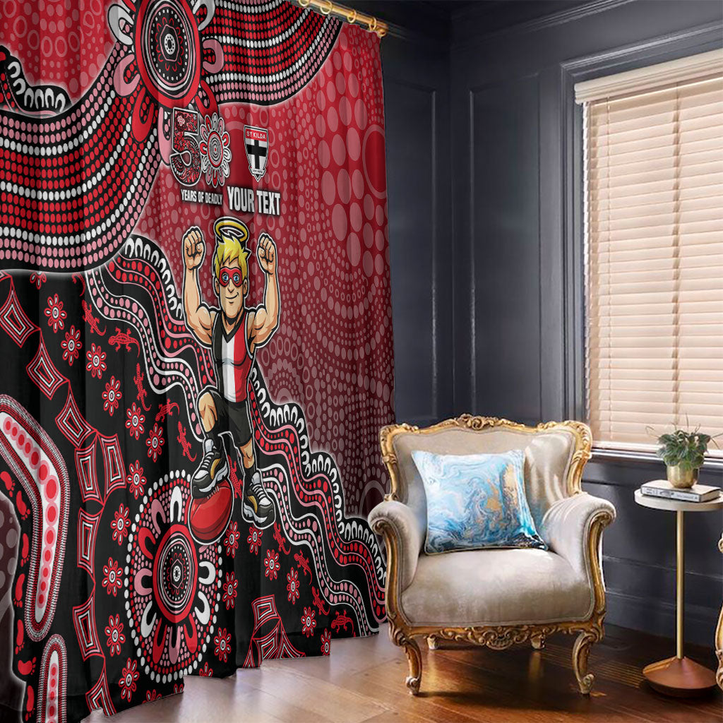 Personalized St Kilda Saints Football Mascot Window Curtain Aboriginal Dot Art Style Vibrant Indigenous Pattern Design
