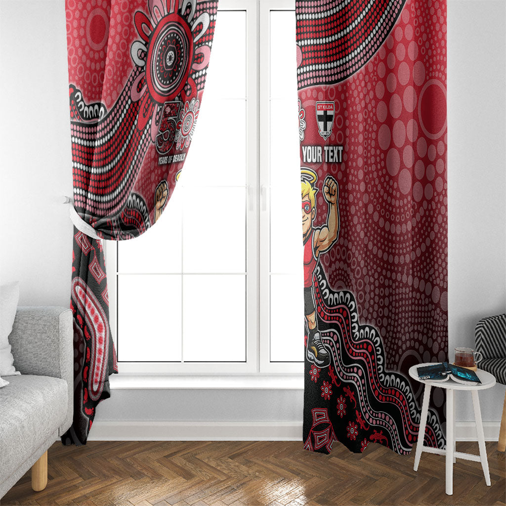 Personalized St Kilda Saints Football Mascot Window Curtain Aboriginal Dot Art Style Vibrant Indigenous Pattern Design