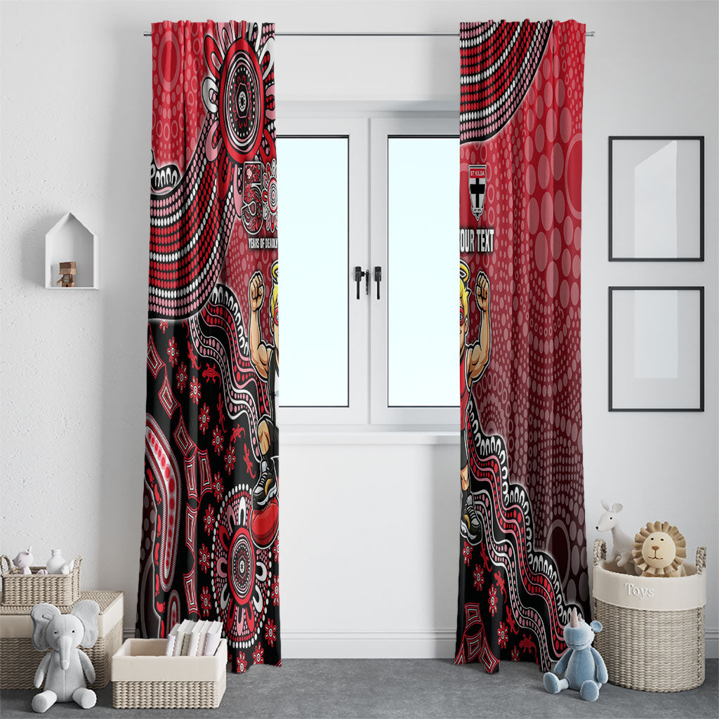 Personalized St Kilda Saints Football Mascot Window Curtain Aboriginal Dot Art Style Vibrant Indigenous Pattern Design