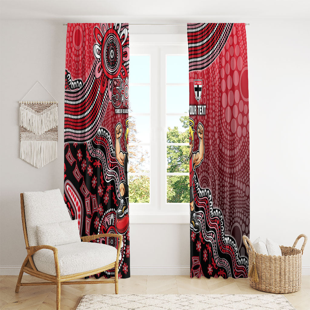 Personalized St Kilda Saints Football Mascot Window Curtain Aboriginal Dot Art Style Vibrant Indigenous Pattern Design