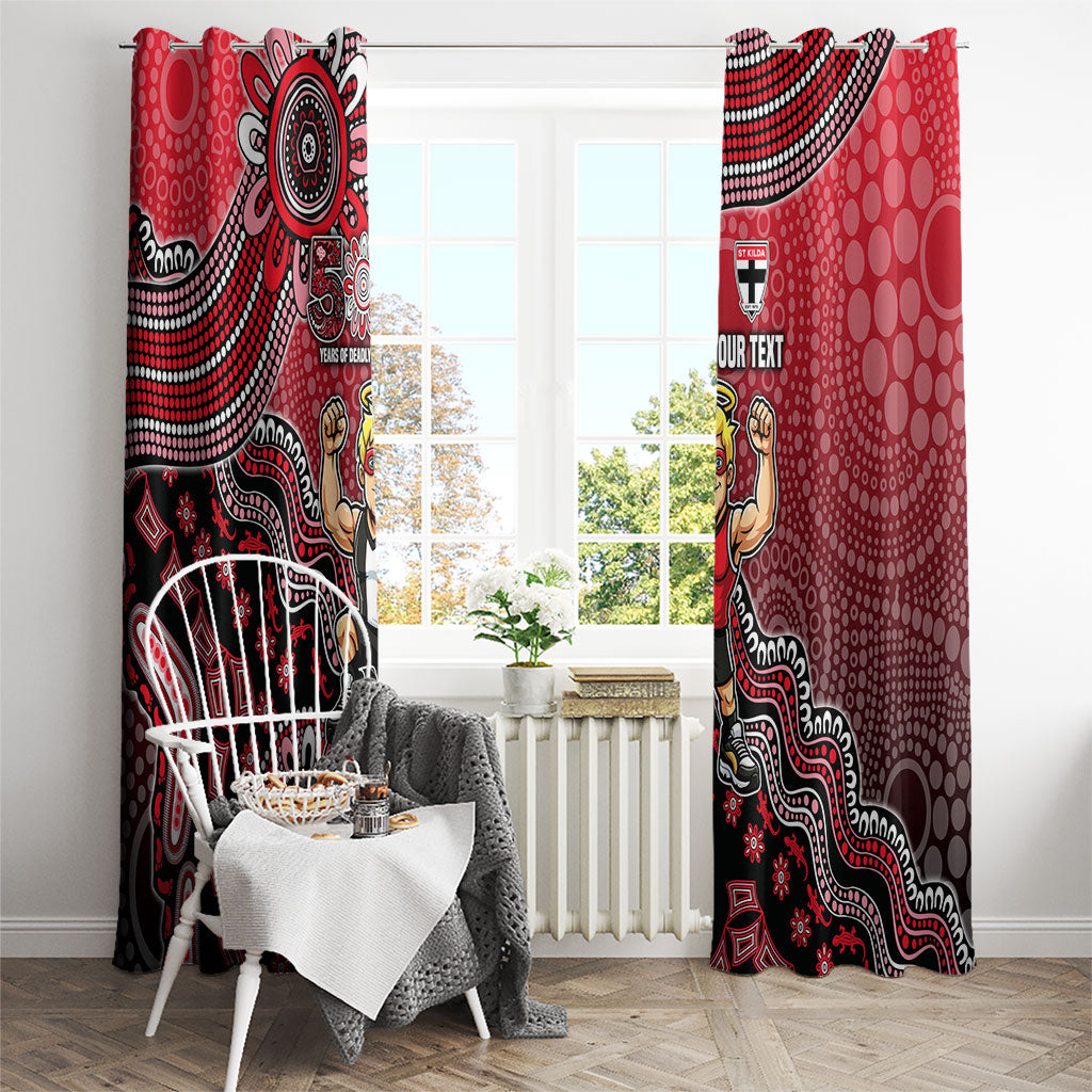 Personalized St Kilda Saints Football Mascot Window Curtain Aboriginal Dot Art Style Vibrant Indigenous Pattern Design
