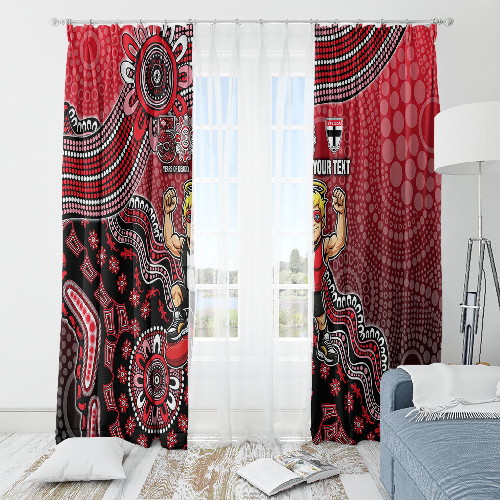 Personalized St Kilda Saints Football Mascot Window Curtain Aboriginal Dot Art Style Vibrant Indigenous Pattern Design