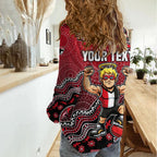 Personalized St Kilda Saints Football Mascot Women Casual Shirt Aboriginal Dot Art Style Vibrant Indigenous Pattern Design
