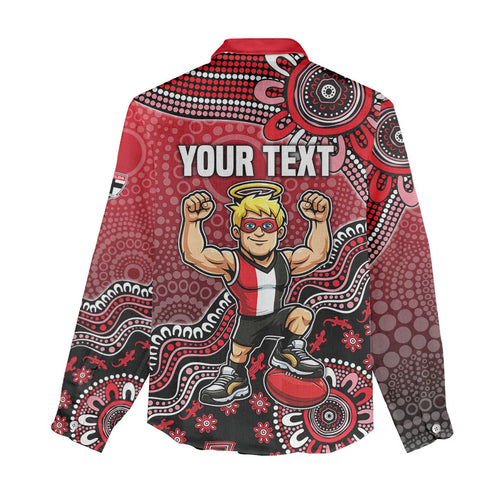 Personalized St Kilda Saints Football Mascot Women Casual Shirt Aboriginal Dot Art Style Vibrant Indigenous Pattern Design