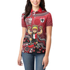 Personalized St Kilda Saints Football Mascot Women Polo Shirt Aboriginal Dot Art Style Vibrant Indigenous Pattern Design