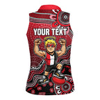 Personalized St Kilda Saints Football Mascot Women Sleeveless Polo Shirt Aboriginal Dot Art Style Vibrant Indigenous Pattern Design