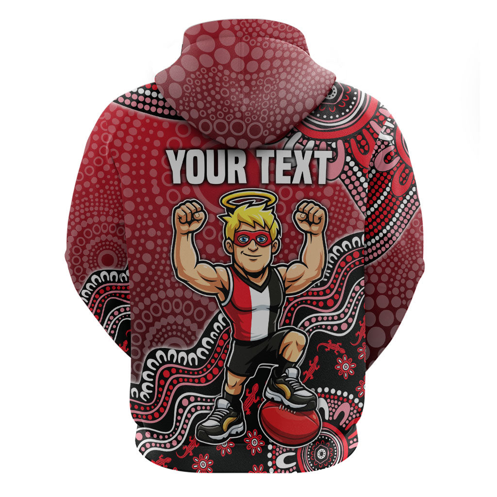 Personalized St Kilda Saints Football Mascot Zip Hoodie Aboriginal Dot Art Style Vibrant Indigenous Pattern Design
