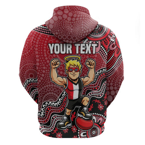 Personalized St Kilda Saints Football Mascot Zip Hoodie Aboriginal Dot Art Style Vibrant Indigenous Pattern Design