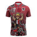 Personalized St Kilda Saints Football Mascot Zipper Polo Shirt Aboriginal Dot Art Style Vibrant Indigenous Pattern Design