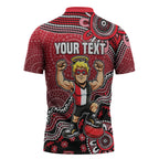 Personalized St Kilda Saints Football Mascot Zipper Polo Shirt Aboriginal Dot Art Style Vibrant Indigenous Pattern Design