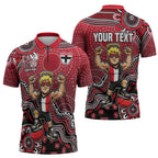 Personalized St Kilda Saints Football Mascot Zipper Polo Shirt Aboriginal Dot Art Style Vibrant Indigenous Pattern Design