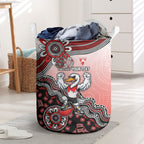 Personalized Sydney Swans Football Mascot Laundry Basket Aboriginal Dot Art Style Vibrant Indigenous Pattern Design