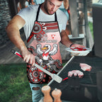 Personalized Sydney Swans Football Mascot Apron Aboriginal Dot Art Style Vibrant Indigenous Pattern Design