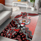 Personalized Sydney Swans Football Mascot Area Rug Aboriginal Dot Art Style Vibrant Indigenous Pattern Design